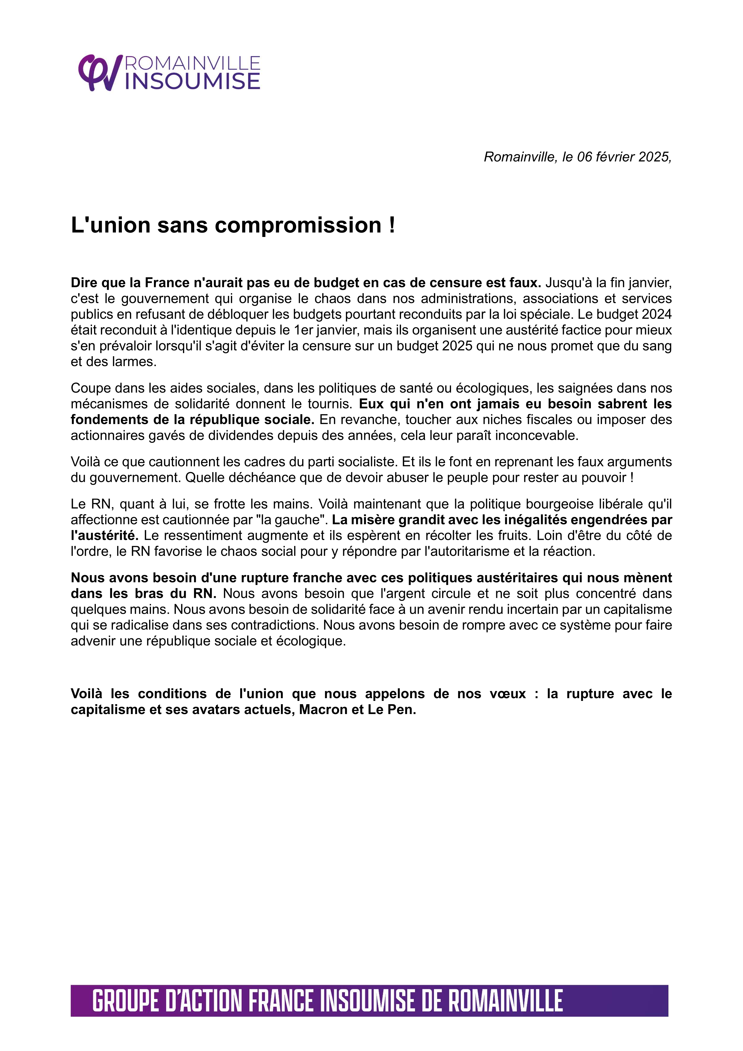 L'union sans compromission